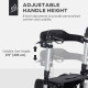 Lightweight Folding Rolling Walker with Large Seat, Back, Adjustable Handle, Bag, Dual Brake, Cane Holder, Black