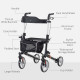 Lightweight Folding Rolling Walker with Large Seat, Back, Adjustable Handle, Bag, Dual Brake, Cane Holder, Black