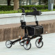 Lightweight Folding Rolling Walker with Large Seat, Back, Adjustable Handle, Bag, Dual Brake, Cane Holder, Black