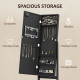 Free Standing Armoire Organizer, Lighted Mirrored Jewelry Cabinet w/ Angle Adjustable & 16 LED Lights Black