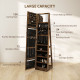 360° Swivel Jewelry Armoire, Lockable Mirror Jewelry Cabinet with Built-In Small Mirror, Rustic Brown