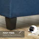 Rectangular Entry Bench, Tufted Upholstered Linen Fabric Wood Feet Storage Ottoman Bench, Blue