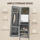 Standing Mirror Jewelry Cabinet, Jewelry Storage Cabinet with LED Lights and Angle Adjustable Full Length Mirror, Grey