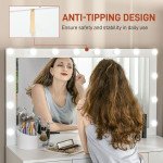 Makeup Vanity Table, Dressing Table with Mirror and Lights, Modern Makeup Table with 7 Drawers and 10 LED Lights, White