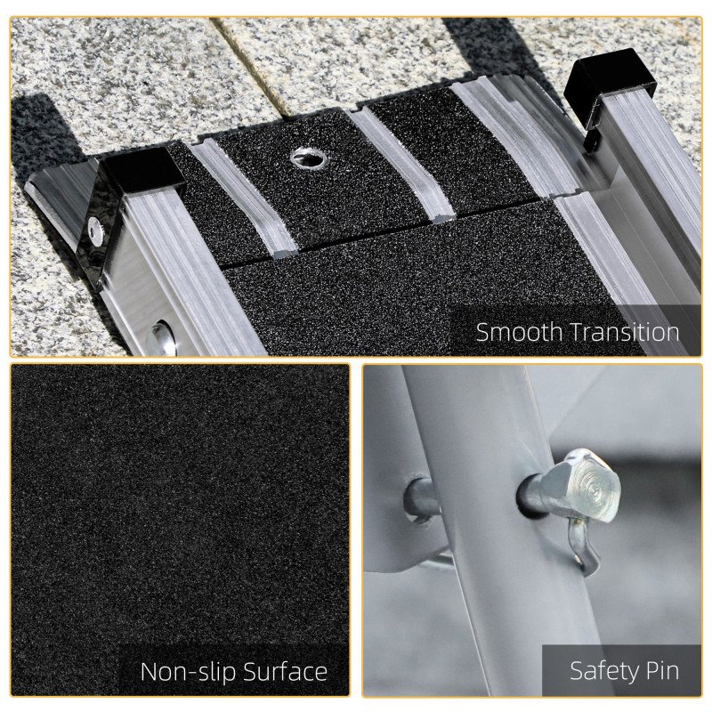 Telescopic Wheelchair Ramp, 8ft, 600 lbs, Aluminium Threshold Ramp, 2 Pack, for Home Steps, Mobility Scooters, Stairs