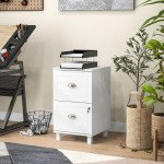 2-Drawer Small Filing Cabinet Lockable Home Office Storage Cabinet with Adjustable Hanging Bars for A4 Letter White