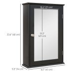 Bathroom Mirror Cabinet, Wall Mounted Medicine Cabinet with Door and Shelves, Black