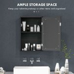 Bathroom Mirror Cabinet, Wall Mounted Medicine Cabinet with Door and Shelves, Black