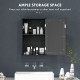 Bathroom Mirror Cabinet, Wall Mounted Medicine Cabinet with Door and Shelves, Black