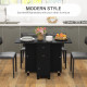 Drop Leaf Dining Table, Mobile Folding Table on Wheels with Drawers and Cabinet for Dining Room, Kitchen, Black