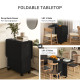 Drop Leaf Dining Table, Mobile Folding Table on Wheels with Drawers and Cabinet for Dining Room, Kitchen, Black