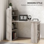 Computer Desk with Storage, PC Table with Bookshelf for Home Office, Study Room, Oak