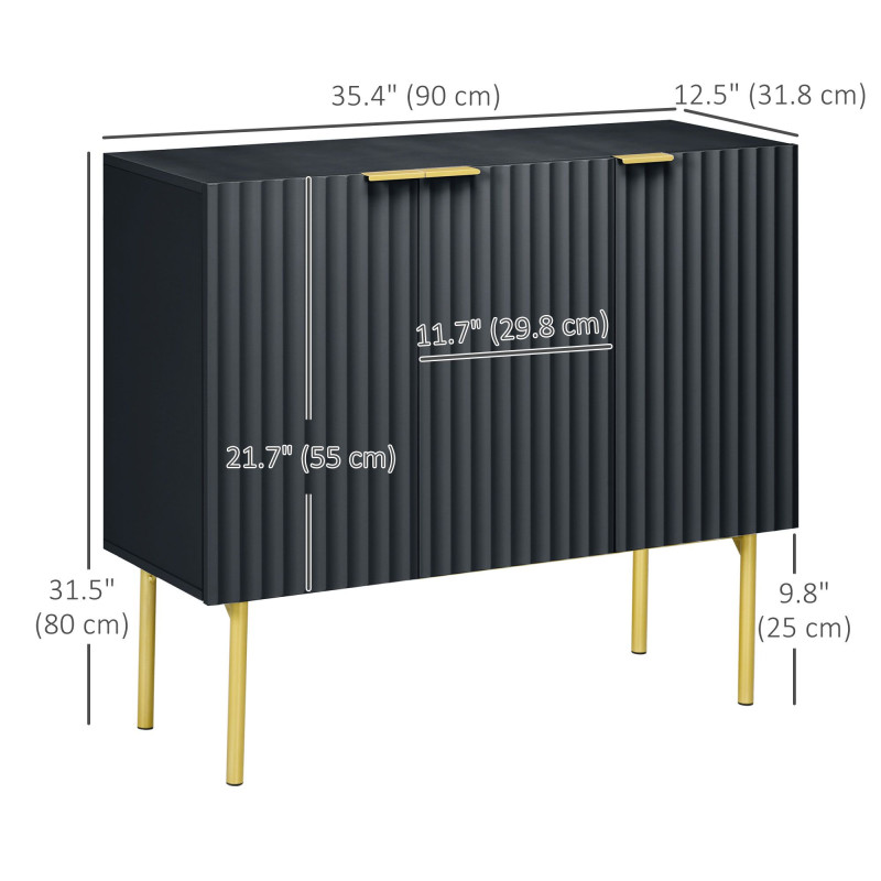 Modern Storage Cabinet Sideboard Buffet Cabinet with Gold Legs for Living Room Dining Room Hallway Black