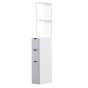 Tall Bathroom Storage Cabinet, Narrow Bathroom Cabinet with Drawers and Open Shelves for Small Spaces, White and Grey