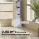 Tall Bathroom Storage Cabinet, Narrow Bathroom Cabinet with Drawers and Open Shelves for Small Spaces, White and Grey