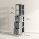Narrow Bathroom Cabinet with 3 Drawers and 2 Tier Shelf, Tall Cupboard Freestanding Linen Tower, Grey