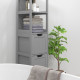 Narrow Bathroom Cabinet with 3 Drawers and 2 Tier Shelf, Tall Cupboard Freestanding Linen Tower, Grey