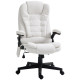 Reclining Massage Office Chair, Executive Office Chair with High Back, Swivel Wheels, White