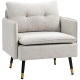 Accent Chair, Upholstered Armchair with Tufted Back Cushion and Steel Legs for Living Room, Bedroom, Cream White
