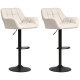 Swivel Barstools Set of 2 Adjustable Bar Stools with Footrest Armrests and PU Leather Back for Dining Room Cream White