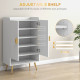 Entryway Shoe Storage Cabinet, Narrow Shoe Cabinet with Adjustable Shelves and Open Shelf for 15 Pairs of Shoes, White