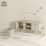 Modern TV Stand Cabinet with Foldable Drawers and Shelves for Living Room, Bedroom, Natural