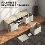 Modern TV Stand Cabinet with Foldable Drawers and Shelves for Living Room, Bedroom, Natural