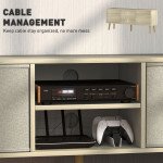 Modern TV Stand Cabinet with Foldable Drawers and Shelves for Living Room, Bedroom, Natural