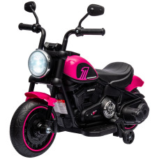 6V Kids’ Ride-On Motorcycle with Training Wheels, Foot Pedal, Headlight, Music, Forward/Reverse, Single-Button Start, Pink