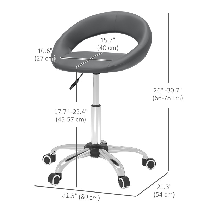 Modern Hydraulic Moon Salon Stool Rolling Swivel Chair Massage Spa Tattoo Pub Bar Stool, Grey