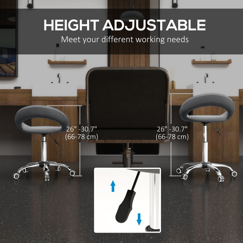 Modern Hydraulic Moon Salon Stool Rolling Swivel Chair Massage Spa Tattoo Pub Bar Stool, Grey