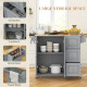 Kitchen Island on Wheels, Kitchen Cart with Drop Leaf, Drawers, Grey