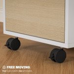 3 Drawer File Cabinet with Wheels, Vertical Filing Cabinet with Lock, Oak