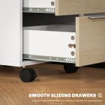 3 Drawer File Cabinet with Wheels, Vertical Filing Cabinet with Lock, Oak