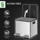 Dual Garbage Bin, Soft-Close Trash Can with Foot Pedal, 2 x 15 Liter Garbage Can with Removable Inner Buckets, Silver