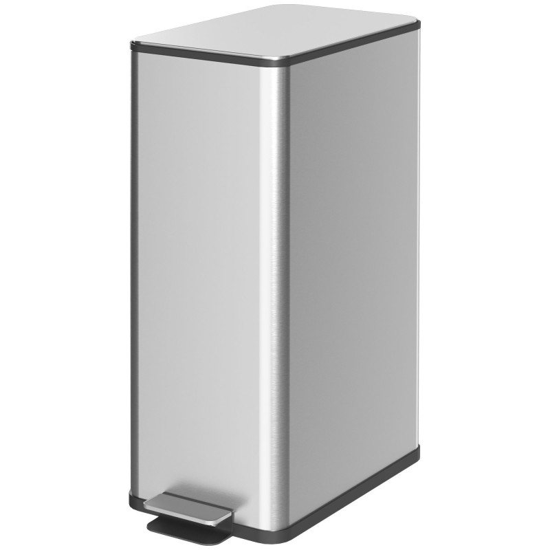 5.3 Gallon Stainless Steel Kitchen Garbage Can with Soft-close Lid, Foot Pedal, Fingerprint-Proof, Silver