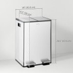 Dual Garbage Bin with Foot Pedal - 2 x 28 Litre Garbage Can with Removable Inner Buckets, Silver