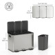 Triple Garbage Bin, Soft-Close Trash Can with Foot Pedal, 3 x 20 Liter Garbage Can with Removable Inner Buckets, Silver