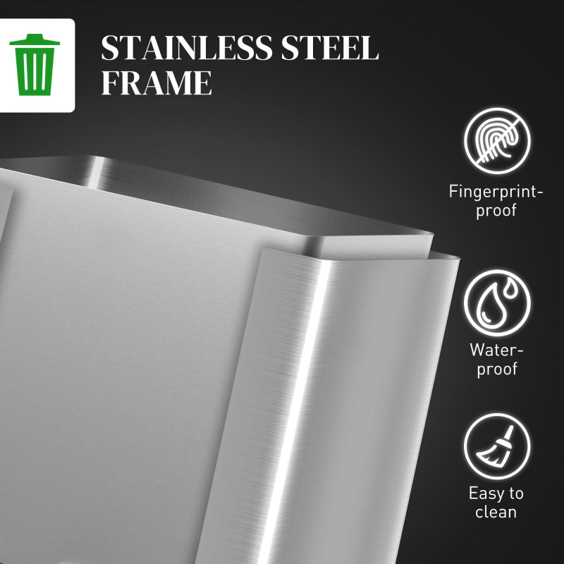 2 x 20 Liter Garbage Bin, Stainless Steel Garbage Can with Soft-Close Lid and Removable Inner Buckets, Silver