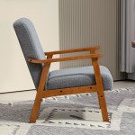 Living Room Chair Boucle Accent Chair for Bedroom with Wide Seat and Thick Padding, Grey