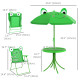 Kids Folding Picnic Table and Chair Set Pattern Outdoor Garden Patio Backyard with Removable & Height Adjustable Sun Umbrella Green