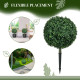 Artificial Boxwood Trees w/ Ground Stake, Set of 2 Ball Shaped Topiary Trees for Home Office & Living Room, UV Resistant