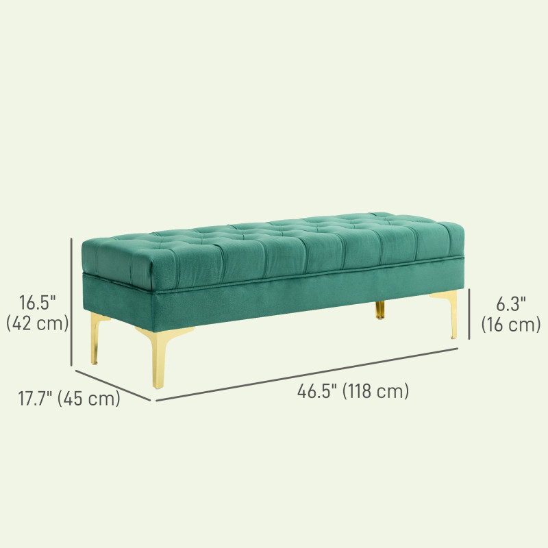 End of Bed Bench, Upholstered Bench, Entryway Shoe Bench with Button Tufted for Living Room, Bedroom, Dark Green