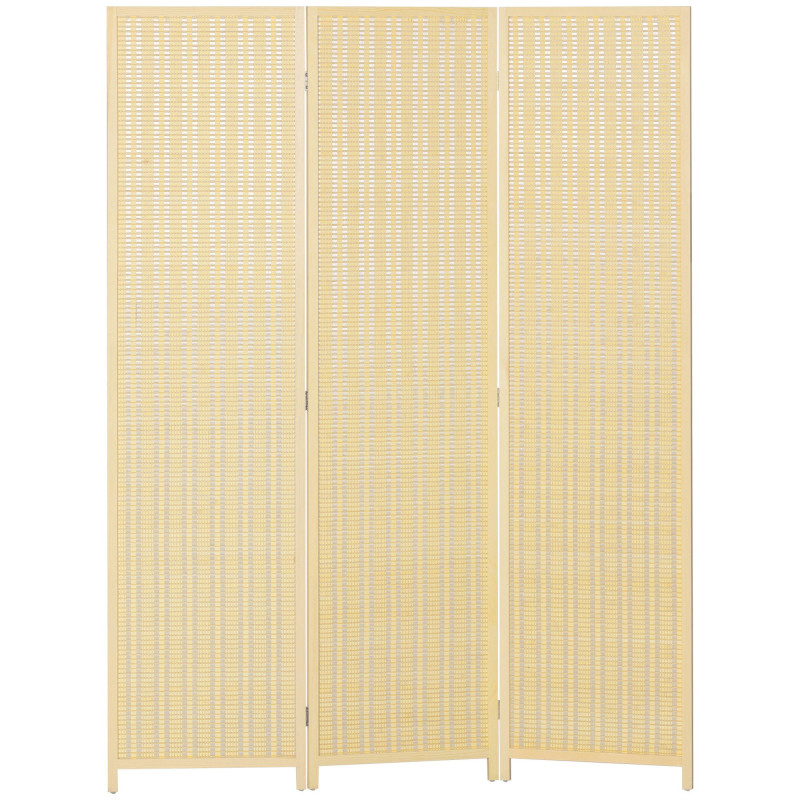 Woven Bamboo Room Divider, 3 Panel Folding Indoor Privacy Screens for Home Office, Natural Wood