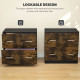 2 Drawer File Cabinet with Lock, Office Filing Cabinet, Hanging Bar for Letter Size, Home Office, Rustic Brown