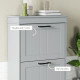 Shoe Storage Cabinet with 2 Flip Drawers and Adjustable Shelves, Narrow Shoe Cabinet for 10 Pairs of Shoes, Grey