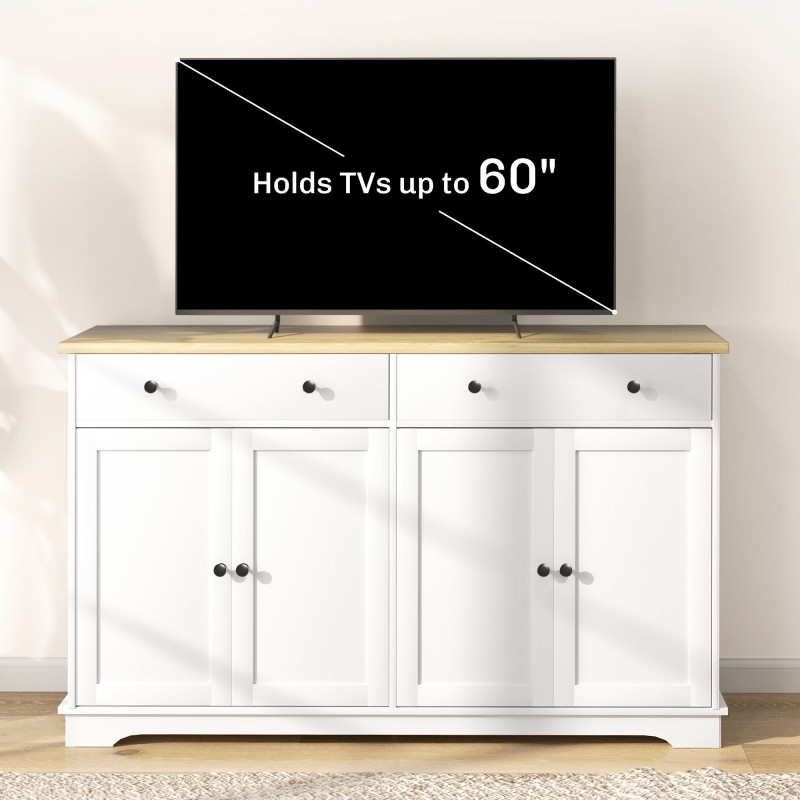 Modern Sideboard, Buffet Cabinet with Storage Drawers, Adjustable Shelves for Living Room, Dining Room, Entryway, White