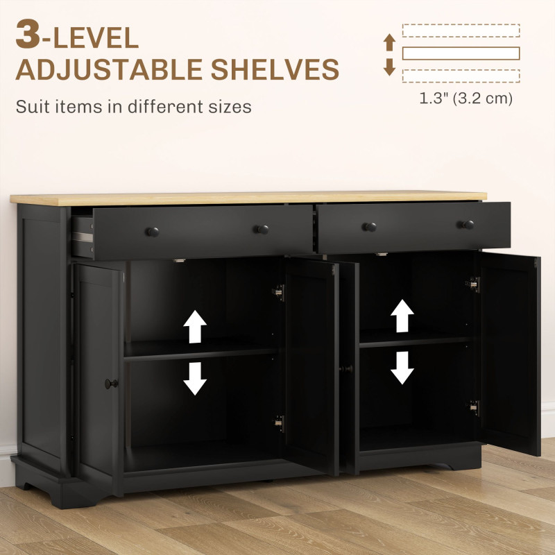 Modern Sideboard, Buffet Cabinet with Storage Drawers, Adjustable Shelves for Living Room, Dining Room, Entryway, Black