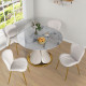 Dining Chairs Set of 4, Modern Accent Chair with Cushioned Backrest, Upholstery for Living Room, Cream White