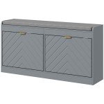 Shoe Storage with Seat, Upholstered Hallway Bench, Shoe Bench with 2 Flip Drawers and 4 Vents for 8 Pairs of Shoes